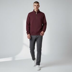 Nautica 1/4 Zip Pullover Sweater Maroon Burgundy Cotton Size Medium